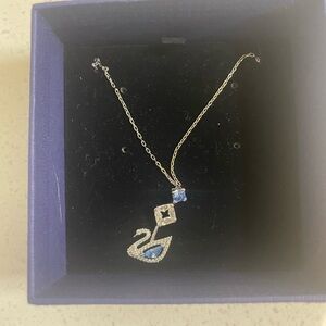 Swarovski Silver Necklace with Blue Swan Pendant 125th Anniversary exclusive